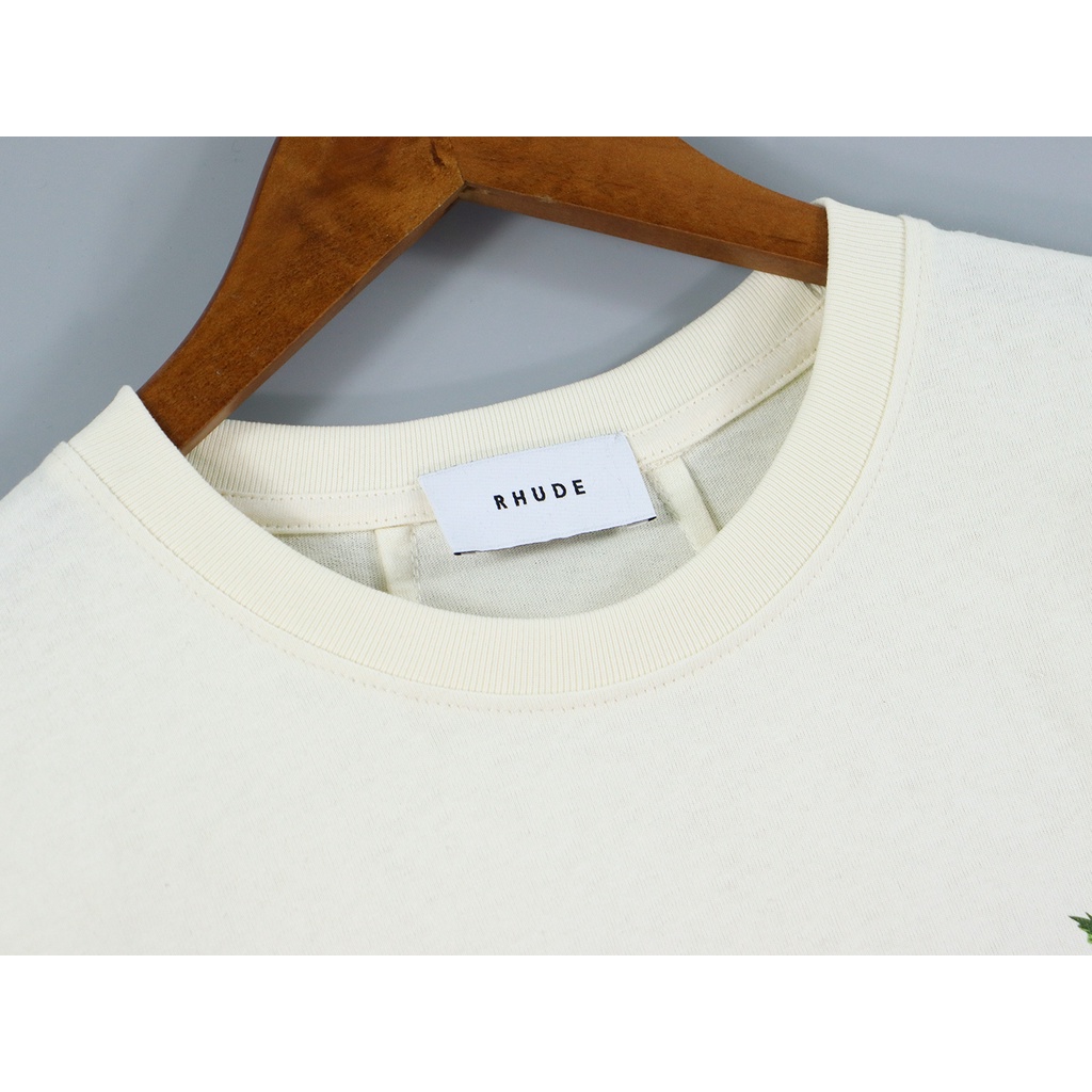 Rhude2023 New Moonlight Tropic Logo Print Street Loose Casual Versatile Cotton Short Sleeve Fashion T-shirt