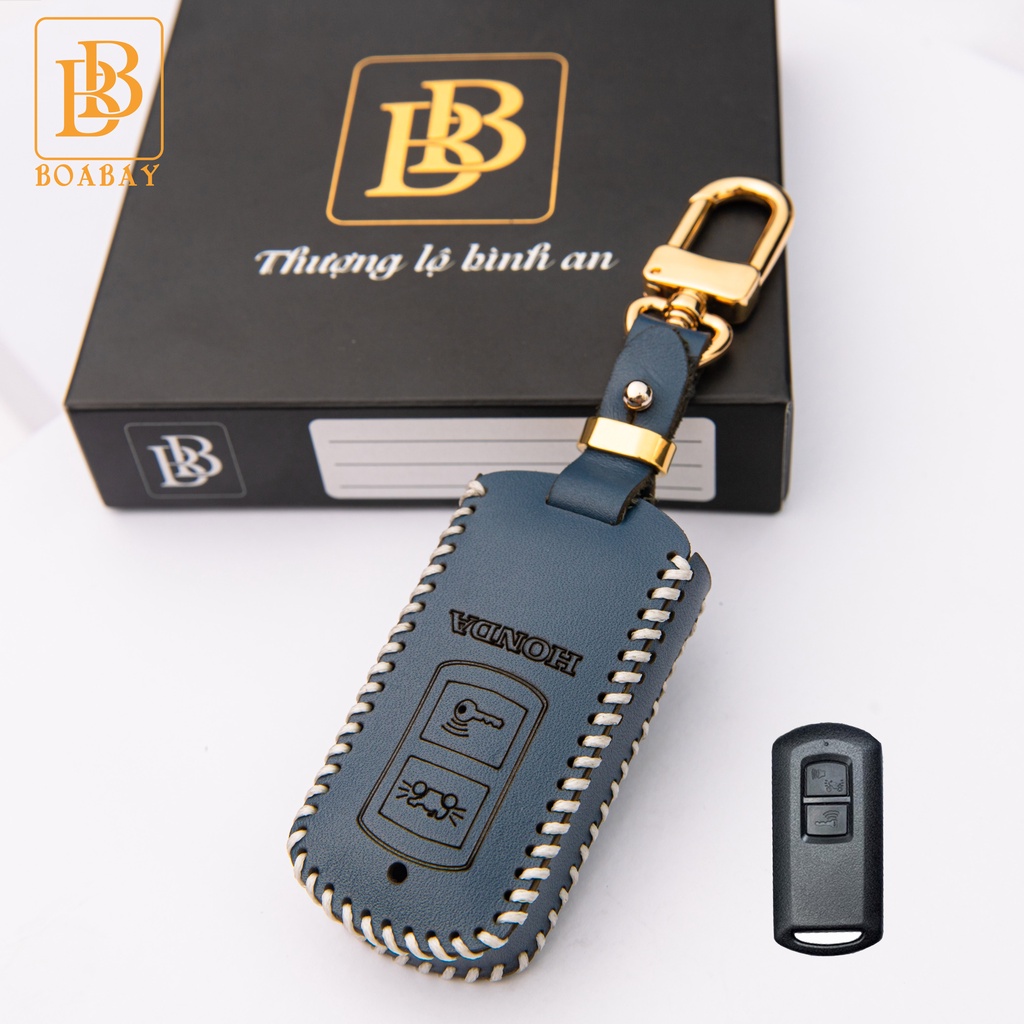 Bao da chìa khoá xe máy bb cao cấp honda airblade, lead, vision, vario form cũ chìa thông minh 2 khắc tên, số điện thoại