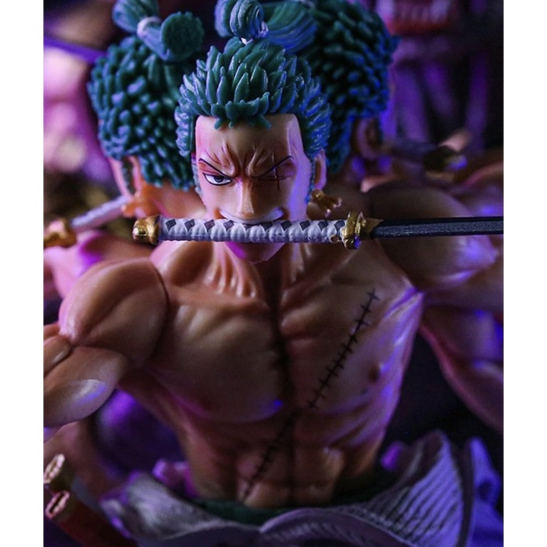 Hàng loại 2 - Mô Hình OnePiece Zoro Asura 3 đầu 6 tay siêu ngầu - Cao 38cm - Figure OnePiece - Hộp màu