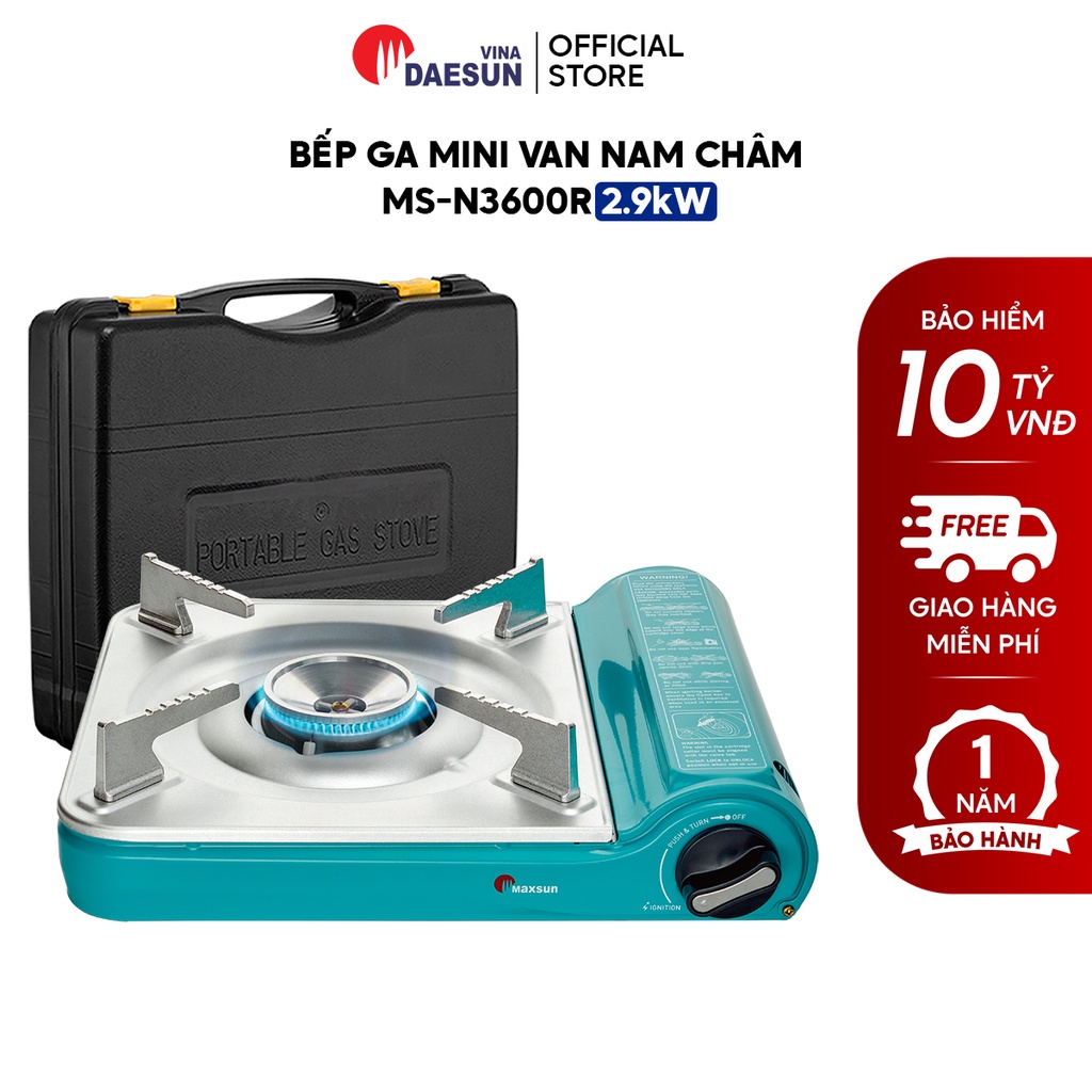 Bếp Ga Mini MS-N3600R - Công Suất 2900W | Nhôm Nhẹ Cao Cấp - Inox Chổng Rỉ | Bảo Hiểm Chống Nổ | Maxsun