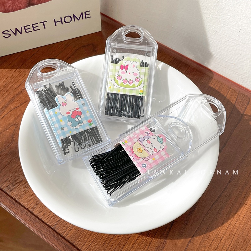 Set 30 Kẹp Tóc Thẳng Màu Đen Phong Cách Mới Cho Nữ