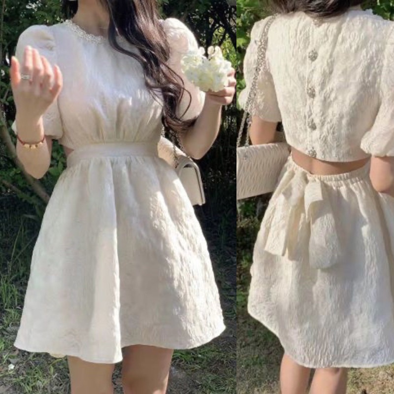Váy hở lưng đính ngọc V03 (kèm ảnh thật) / Shyncloset