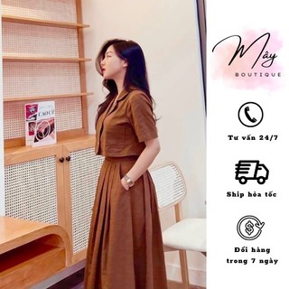 Set Áo Chân Váy Tiệm Nhà Mây Mây Set Váy Công Sở Áo Croptop Dáng Xòe Hàn Quốc Sv1
