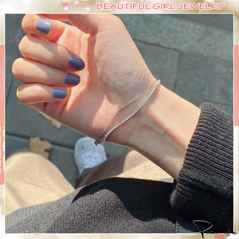 Vòng Tay Lấp Lánh Phong Cách Hàn Quốc Tinh Tế Cho Nữ Dễ Phối Đồ