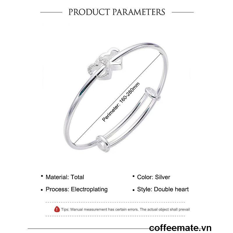 【coffeemate】⚡Vòng tay hai lớp màu bạc hình nơ có thể điều chỉnh kích thước thời trang cho nữ