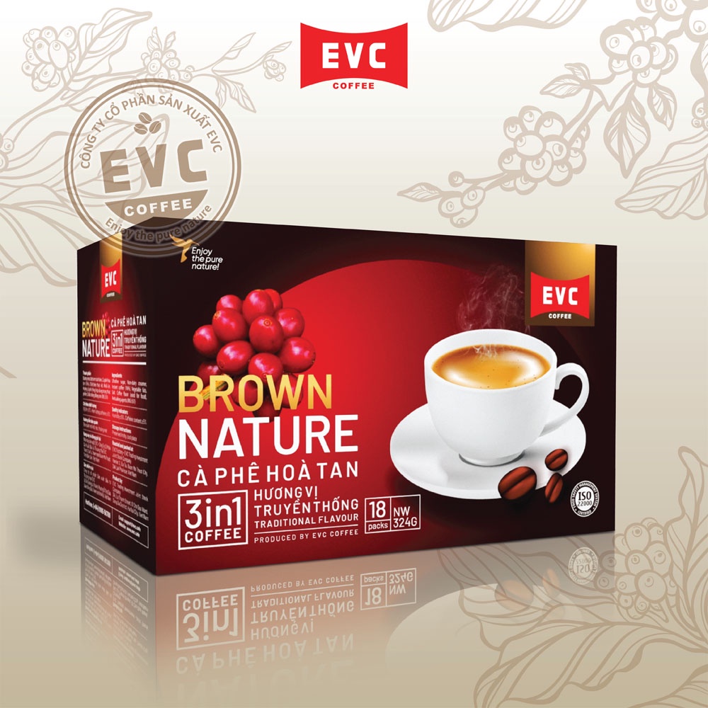 Cà Phê Gói Cà Phê Hòa Tan 3in1 Vị Đậm - EVC Brown Nature -