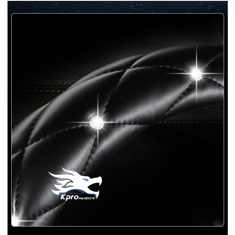 Vỏ bọc vô lăng ô tô, xe hơi da đính đá - Hàng Kpro chất lượng cao