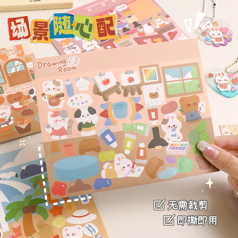 Miếng Dán Trang Trí Sổ Tay Cỡ Lớn Họa Tiết Hoạt Hình Dễ Thương diy
