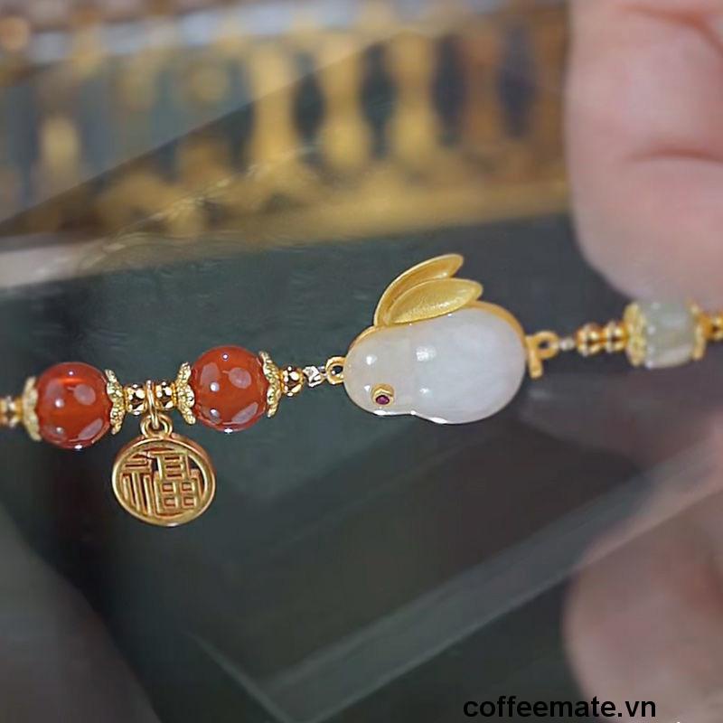 ⚡⚡Vòng Tay Co Giãn Xâu Hạt Nephrite Hình Thỏ Thời Trang Cho Nữ