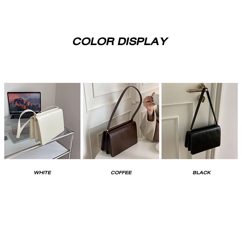 MISCHA Túi Đeo Vai Da PU Màu Trơn Phong Cách retro Thời Trang Thu Đông