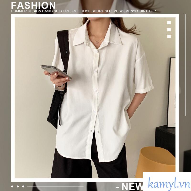 Áo Sơ Mi Lụa Nữ Ngắn Tay, Sơ Mi Ullzang Tay Cộc Nhiều Màu Thời Trang Dành Cho Nữ