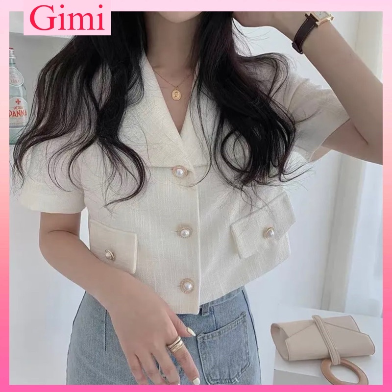 💕ÁO CROPTOP VEST NÚT NGỌC SANG TRỌNG GM💕GIMI (Kèm Ảnh Thật)