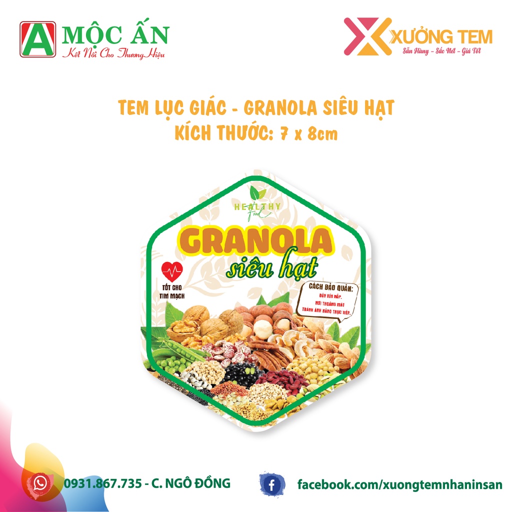 55 Tem Dán Sản Phẩm , Nhãn Dán "Hạt Dinh Dưỡng"- Cán Bóng, Dày, Sáng, Đẹp