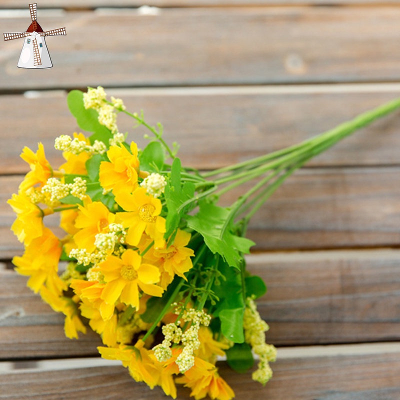 Cây Hoa Cúc bằng vải lụa 28 nhánh hoa giả nhân tạo dùng cắm hoặc làm đạo cụ chụp ảnh cực cute CRD