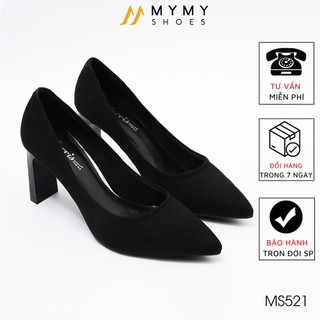 Giày cao gót da lộn trơn mũi nhọn gót khuyết 7p mymy shoes MS521