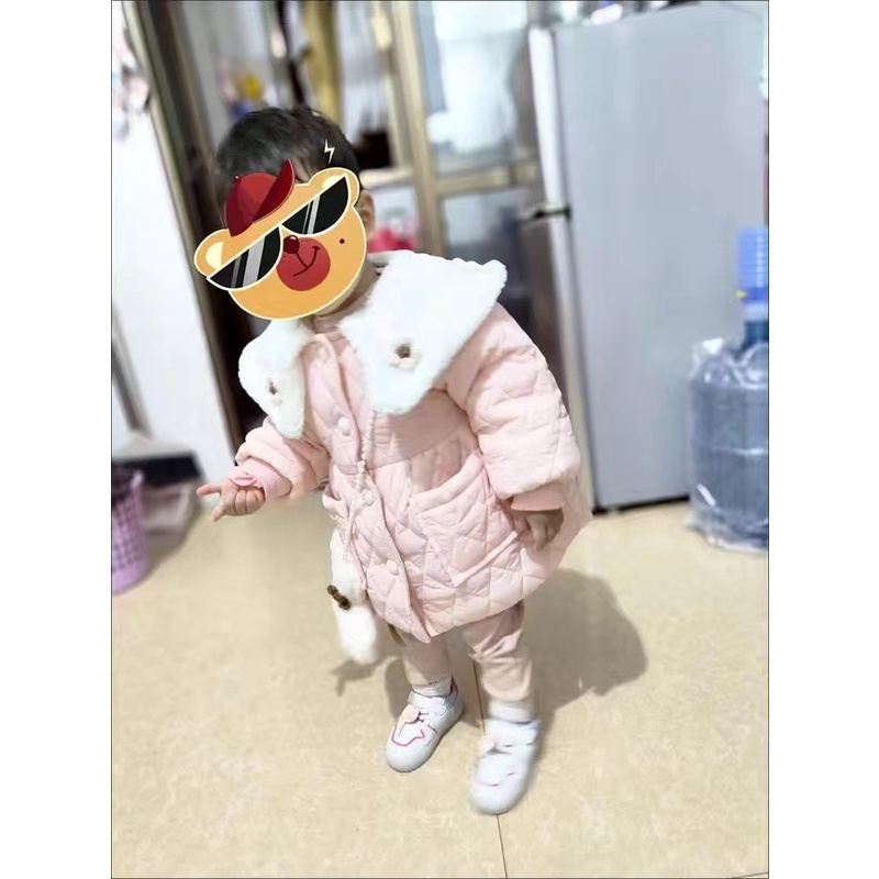 Áo Khoác Đệm Cotton Lót Lông Cừu Dày Dặn Phong Cách Hàn Quốc Thời Trang Mùa Đông Mới Cho Bé Gái