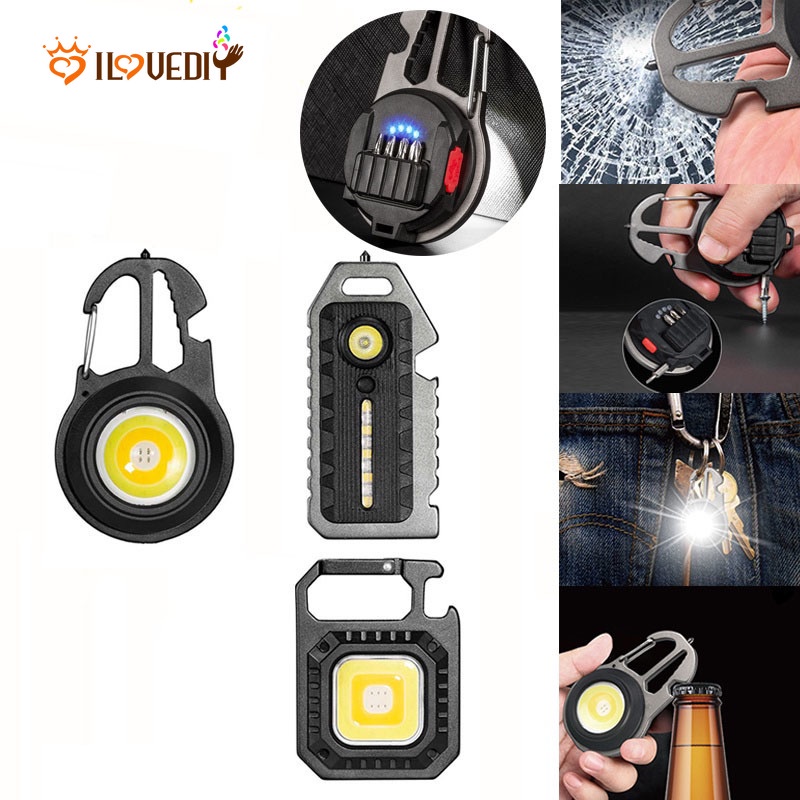 1 Bộ Đèn LED COB / Đèn Pin Mini 3 Chế Độ Kèm Móc Khóa Chống Nước Có Thể Sạc Lại Bằng Cổng USB Dùng Khi Đi Cắm Trại / Leo Núi / Sinh Tồn