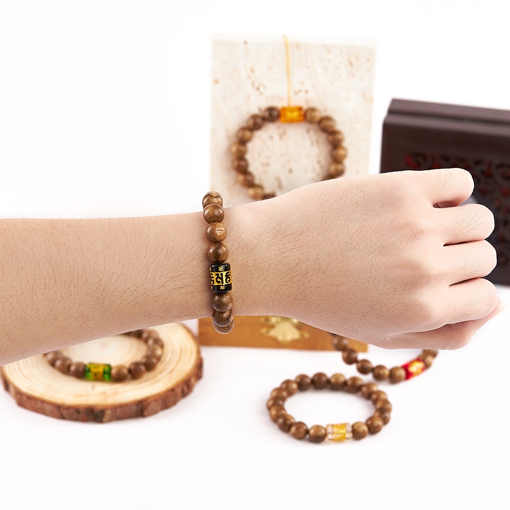 Vòng Tay Trầm Hương Hạt Tròn Mix Lu Thống 8/10/12mm - Trầm Tốc Việt - Tài Lộc - Bình An | Mộc Liên Hoa