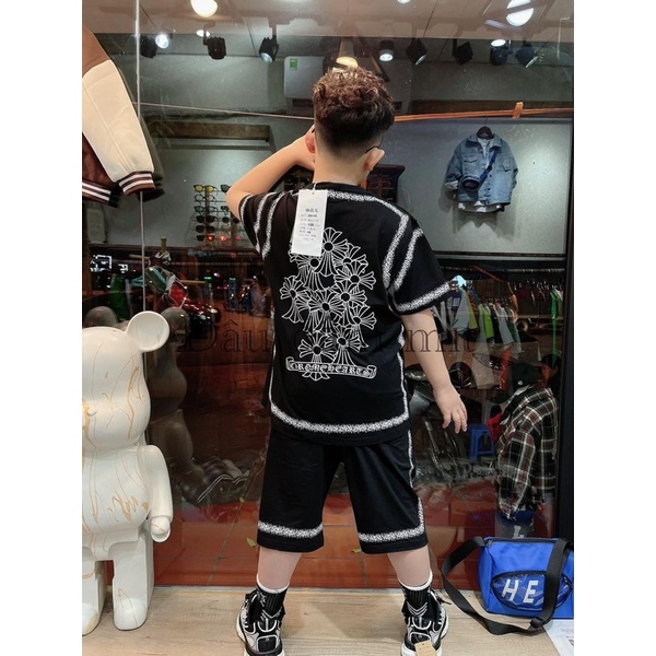 Set bộ thun cotton hình in siêu ngầu cho bé trai