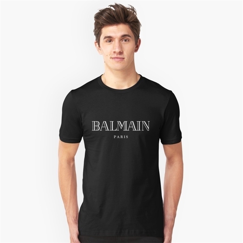 Áo thun nam ngắn tay cổ tròn in chữ Balmain ELGC