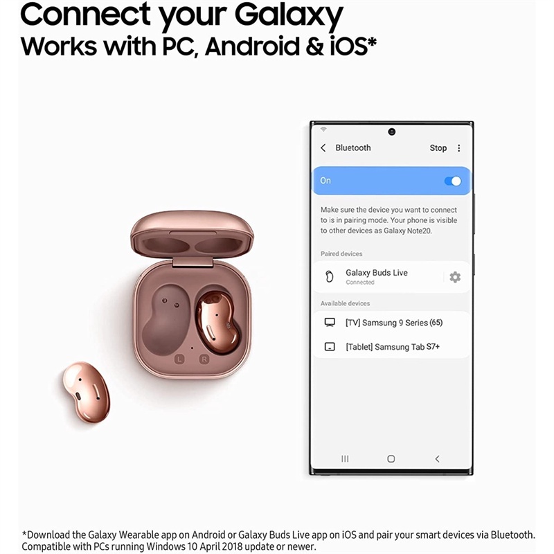 AKG Tai nghe không dây Niye Samsung Galaxy Buds Live R180 Tỷ Lệ 1: 1 Có Mic Kèm Hộp Sạc Chất Lượng Cao Cho Samsung IPhone