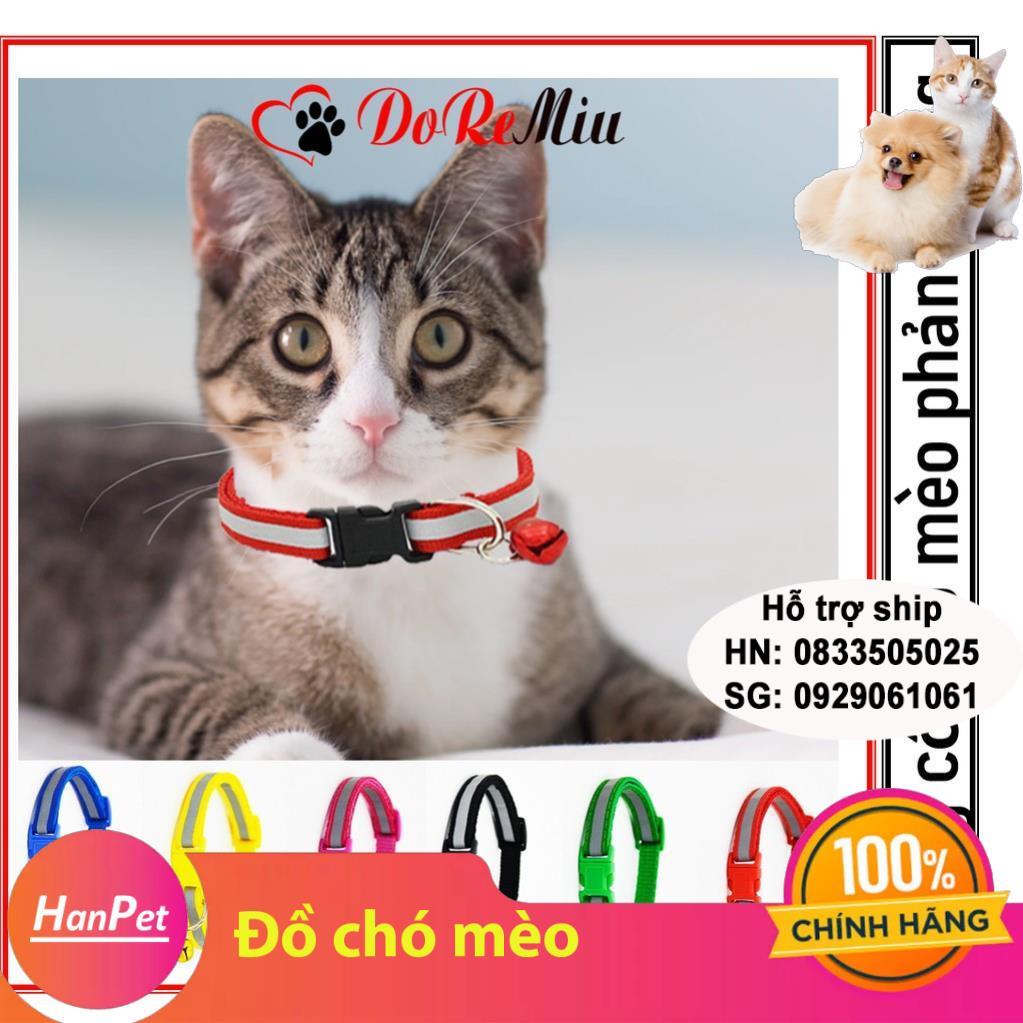 New- Hanpet- Vòng cổ chó mèo dưới 6kg kiểu vòng cổ phản quang trong đêm tối (có chuông)