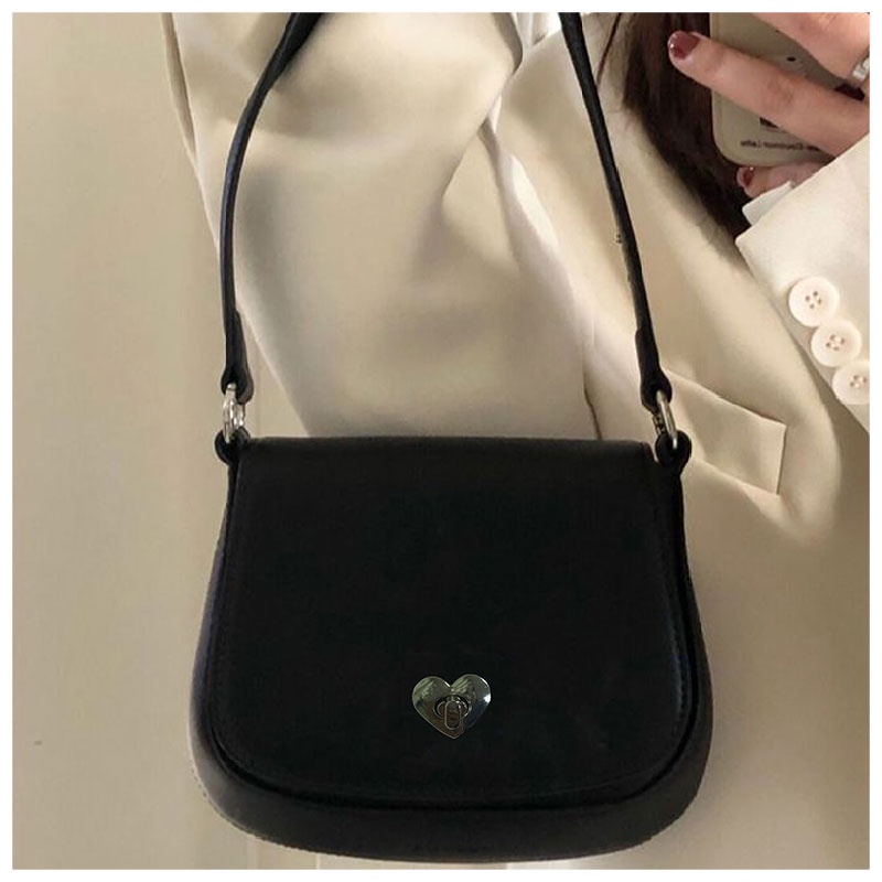 Mischa Túi Đeo Vai mini Bằng Da PU Màu Trơn Kiểu Pháp Đơn Giản