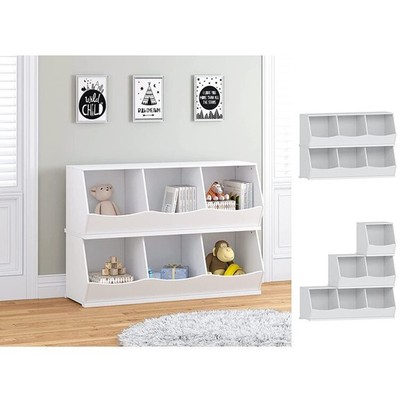 MELIA, Tủ 3 ngăn gợn sóng lưu trữ đồ chơi cho trẻ STO_091, 120x38x45cm, tủ gỗ Scandi Home