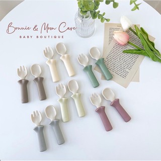 [CHÍNH HÃNG] Set thìa dĩa ăn dặm silicon Bluemama Hàn Quốc