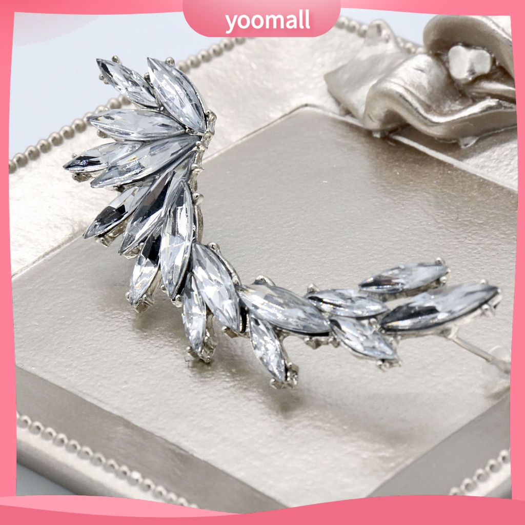 1 Khuyên Kẹp Vành Tai Hình Lá Đính Đá Lấp Lánh Phong Cách Boho