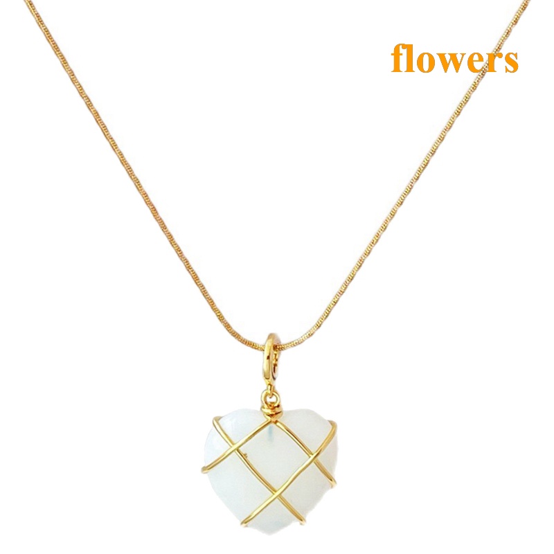 Vòng cổ Mặt Đá Opal Hình Trái Tim Thời Trang 2023 Cho Nữ