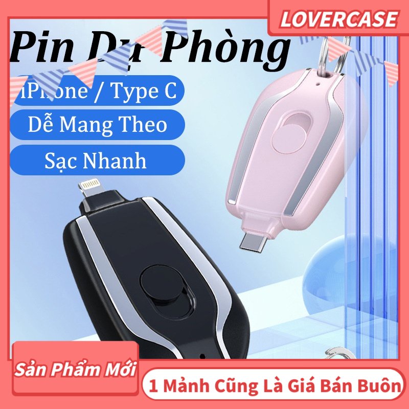 Sạc Dự Phòng Cho iPhone Android Type-C Chìa Khóa Ô Tô Mini 1500MAh Sạc Nhanh Di Động Khẩn Cấp Pin Dự Phòng
