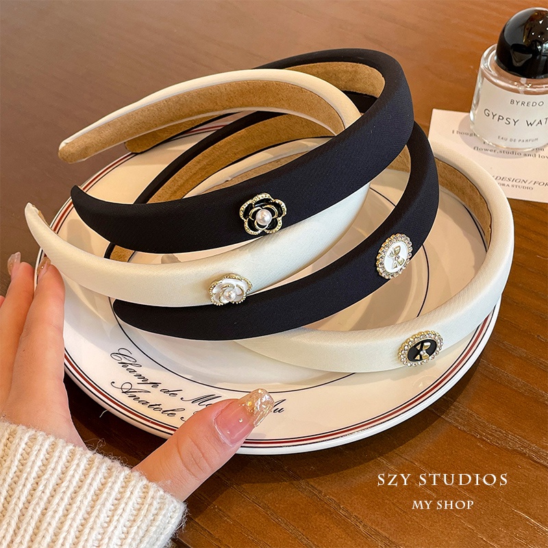 Băng Đô Cài Tóc Bằng Xốp Họa Tiết Hoa Trà Phong Cách Pháp Cổ Điển Thời Trang Cho Nữ