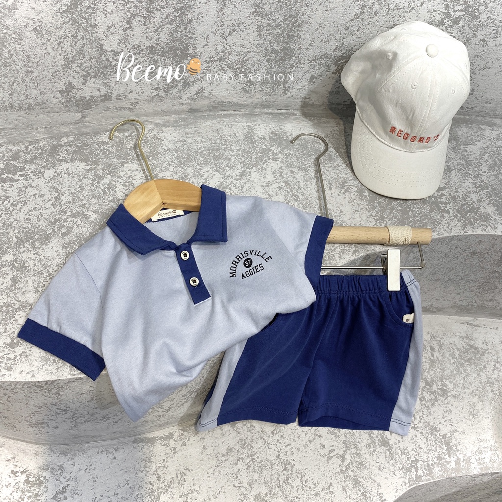 Bộ quần áo cộc tay polo cho bé BEEMO, chất liệu cotton, thiết kế phong cách B262