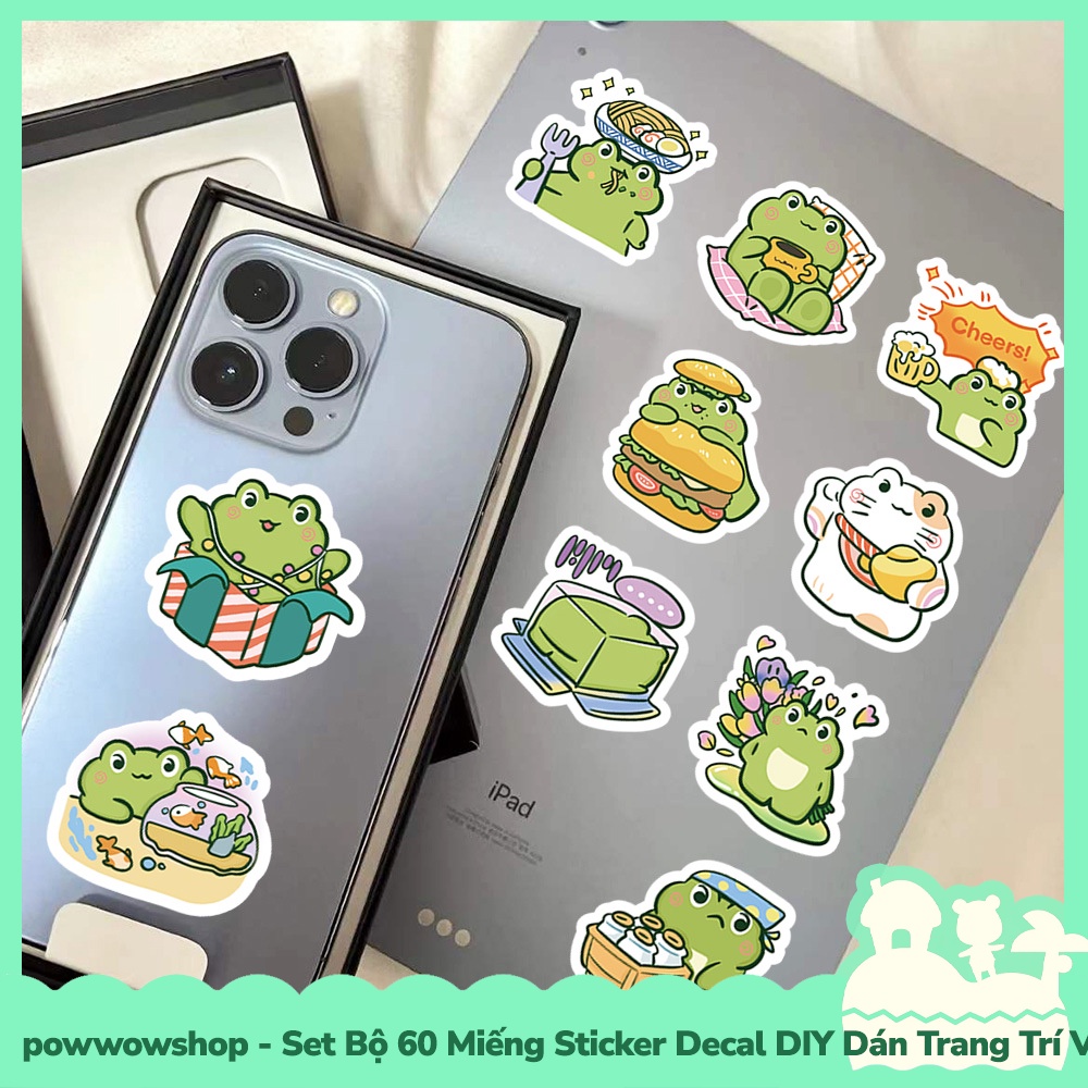 [Sẵn VN - Hỏa Tốc] Set Bộ 60/44 Miếng Sticker DIY Chống Thấm Nước Dán Trang Trí Vật Dụng Phong Cách Hoạt Hình Happy Frog