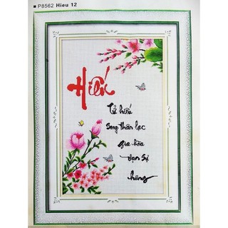Tranh Thêu Chữ Thập Tử Hiếu Song Thân Lạc Gia Hoà Vạn Sự Hưng P8562 (KHÁCH TỰ THÊU) kt:58X84CM