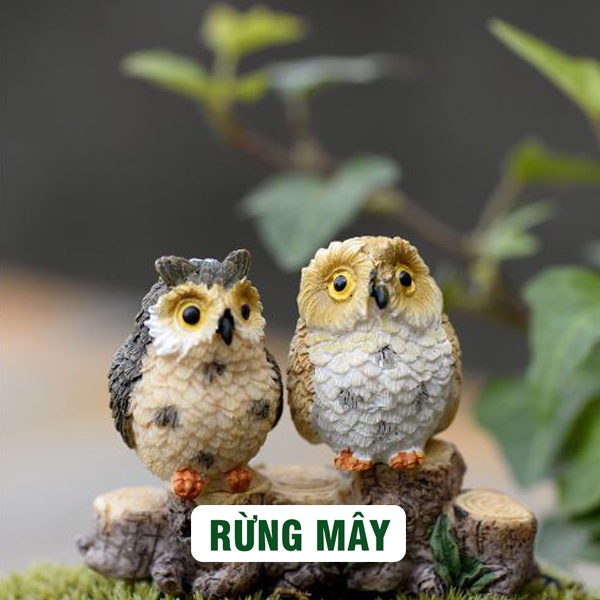 Cú mèo trang trí Tiểu cảnh mini, Phụ kiện trang trí Tiểu cảnh Bàn học, Terrarium, Bể bán cạn