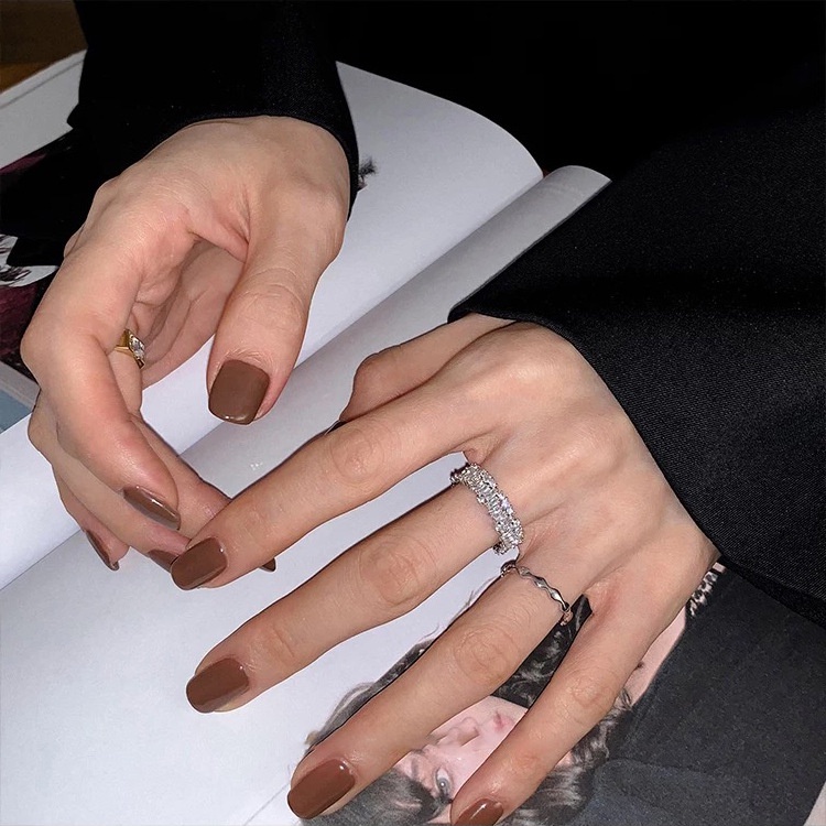 Nhẫn Nữ Phụ Kiện Thời Trang Nhẫn Zircon Sáng Bóng Bộ Nhẫn Có Thể Điều Chỉnh Nhẫn