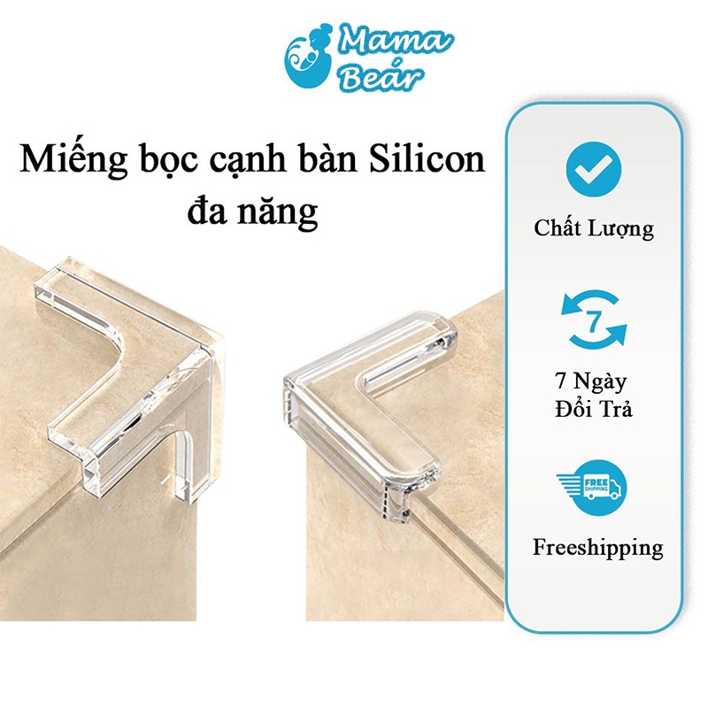 Miếng Bọc Cạnh Bàn Silicon Cao Cấp Bịt Góc Bàn Tránh Va Đập An Toàn Cho Bé - Miếng Bịt Góc Nhọn Bàn Chất Nhựa