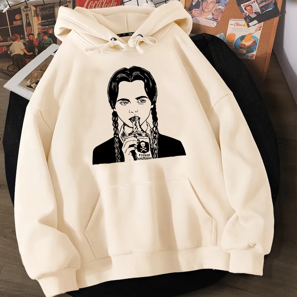 Áo Hoodie i Hate Everything Addams y2k Vải Lông Cừu vintage Nhật Bản Mùa Đông Cho Nữ