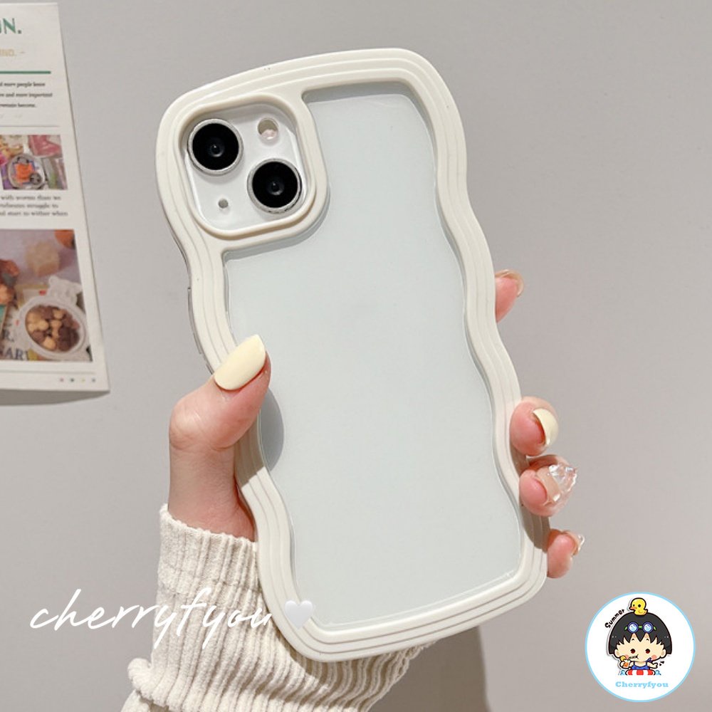 Ốp Điện Thoại Trong Suốt Viền Gợn Sóng Màu Kẹo Chống Trượt Cho IPhone 14 13 12 11 Pro Max 8 7 Plus X XS XR