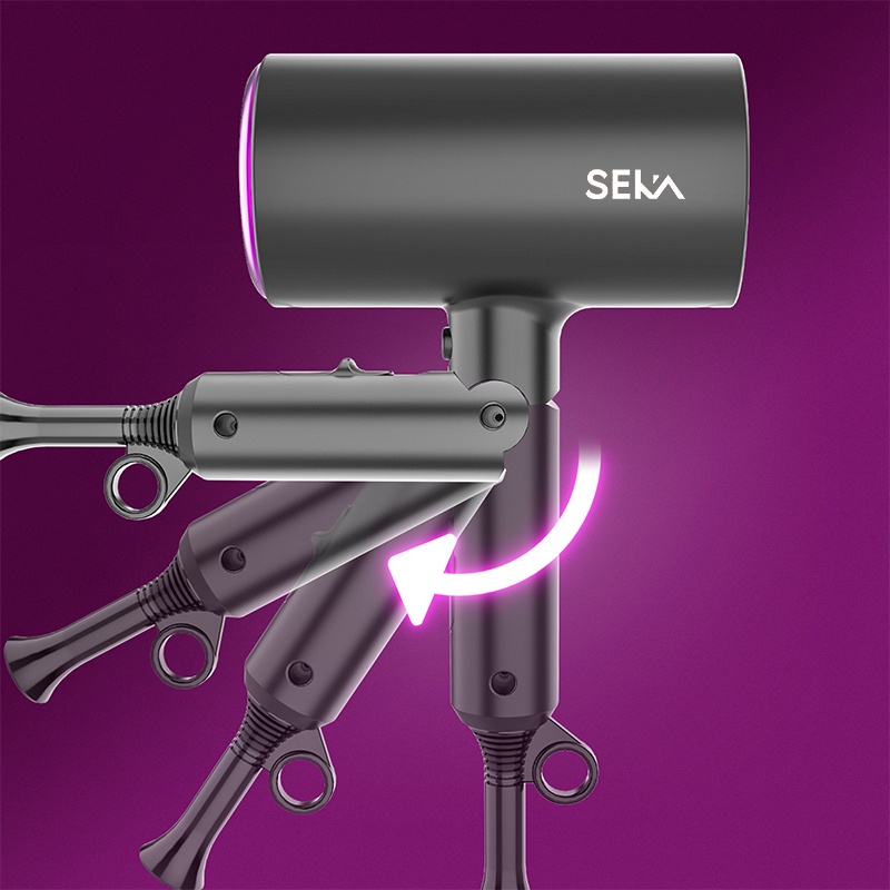 Máy sấy tóc công suất lớn 2200W, Máy sấy tóc 2 chiều nóng lạnh SEKA SK2008 tạo kiểu với 3 chức năng sấy