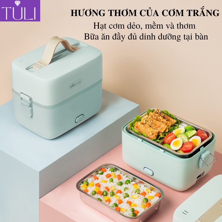 Hộp cơm điện cầm tay mini đa năng giữ nhiệt 2 tầng Bear DFH-B12E1. Nồi cơm điện cá nhân thông minh chính hãng Bear