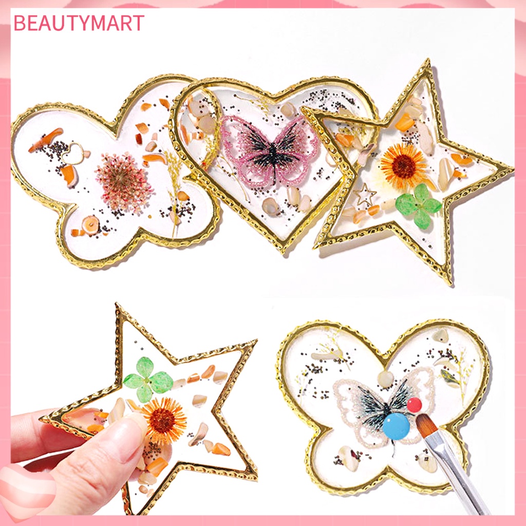 Bảng Màu Sơn Móng Tay Bằng Nhựa Resin Viền Màu Vàng Đồng Trang Trí Nghệ Thuật