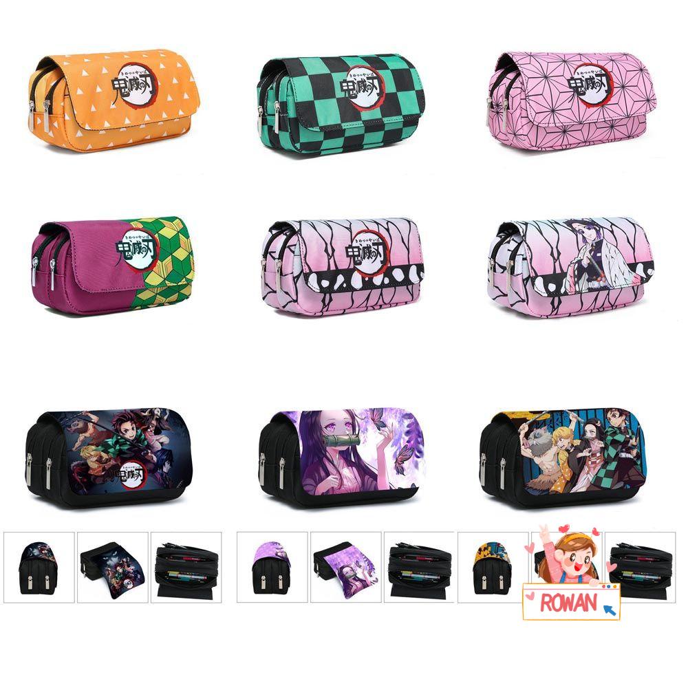 Túi Đựng Bút Bằng Vải Canvas Có Khóa Kéo In Hình Anime Demon Slayer Dễ Thương