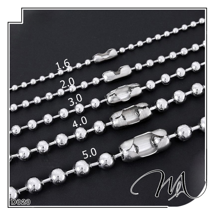 Dây chuyền nam nữ inox không gỉ dây bi nhiều size - Măng's House D020