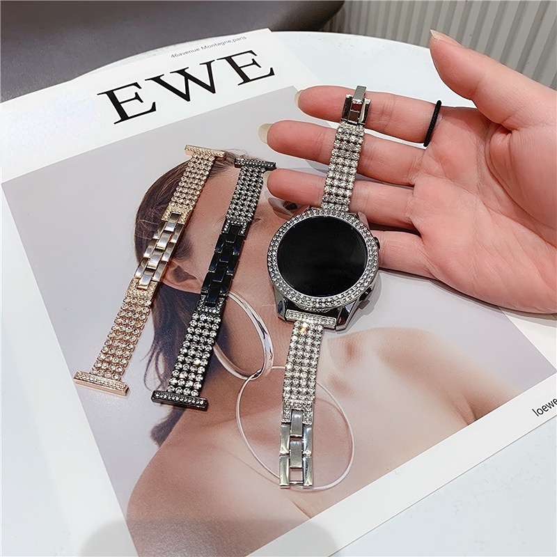 Dây Đeo Thay Thế 20mm / 22mm Bằng Kim Loại Đính Đá Cho Đồng Hồ Thông Minh samsung active huami amazfit gt