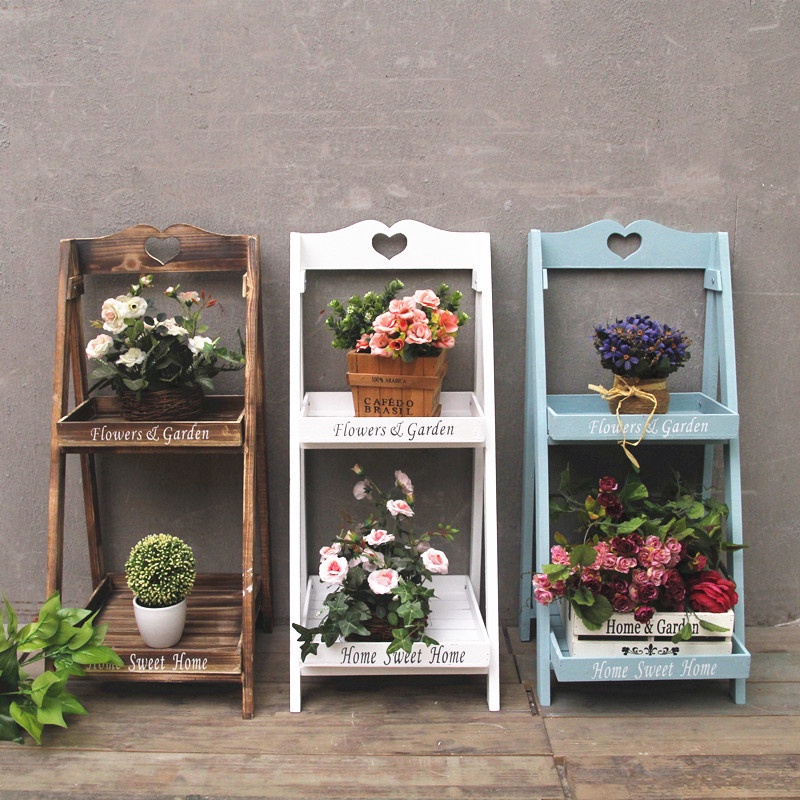 Kệ gỗ 2 tầng Home & Garden phong cách Vintage trang trí nhà cửa và sân vườn