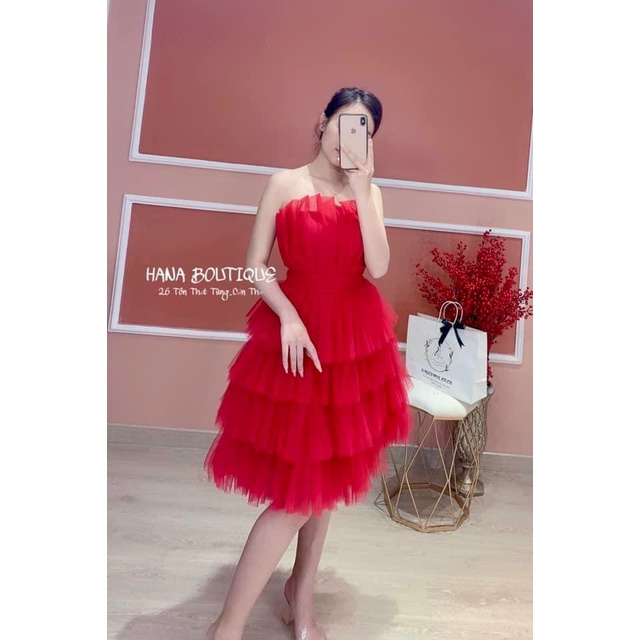 (Miễn phí ship 2023) Đầm midi cúp ngực dáng xòe,đầm lưới tầng thiết kế ôm eo xòe bồng bềnh sang chảnh,hàng chuẩn shop