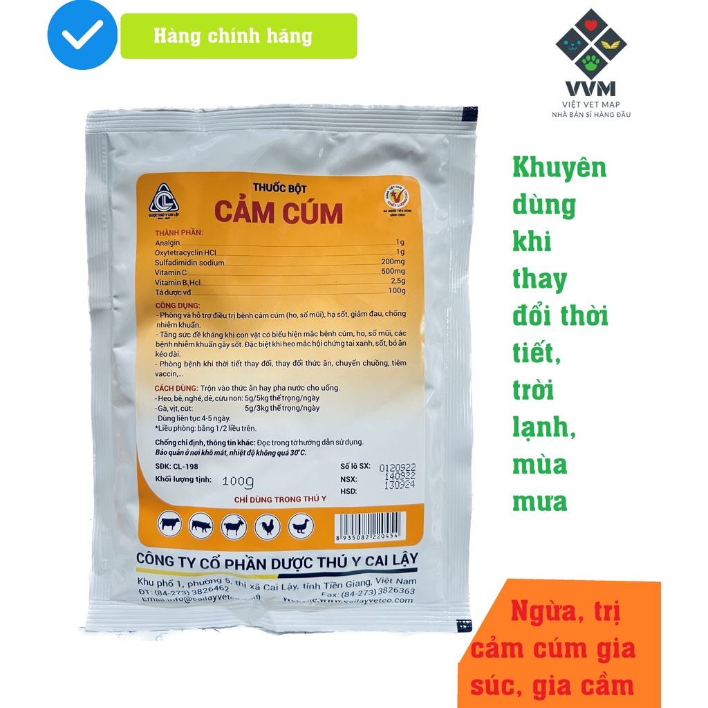 Cảm Cúm gia cầm 100g [Ngừa bệnh, ngừa cảm cúm trên gà, vịt]